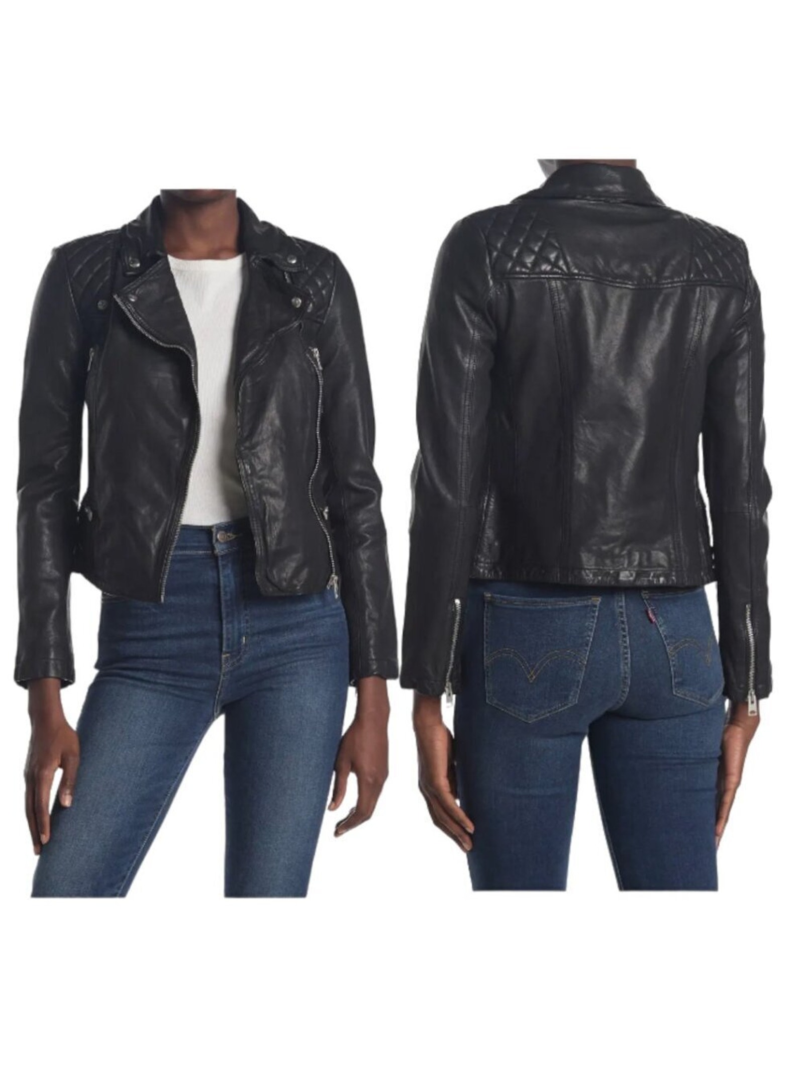 Nwt Allsaints Black Catch Crop Leather Biker Jacket Asymmetric Zip Size 2